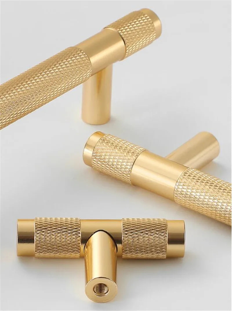 KK&FING Gold Knurled Handles For Cabinet And Drawer Aluminum Alloy Wardrobe Handles Kitchen Cabinet Pulls Knurled Drawer Knobs