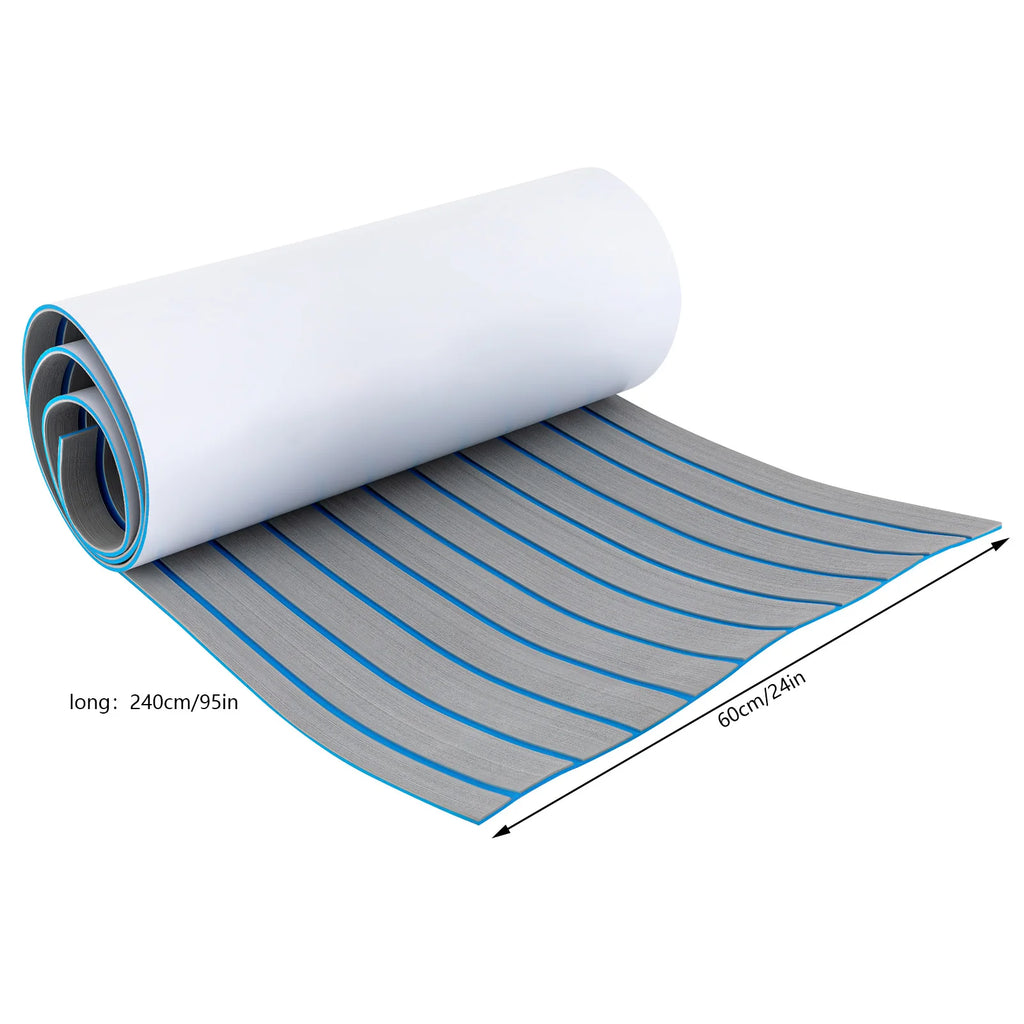 Boat Flooring EVA Foam Decking Sheet Faux Teak Marine Mat Non-Slip Self-Adhesive Flooring Material for RV Yacht 95 x 24inch