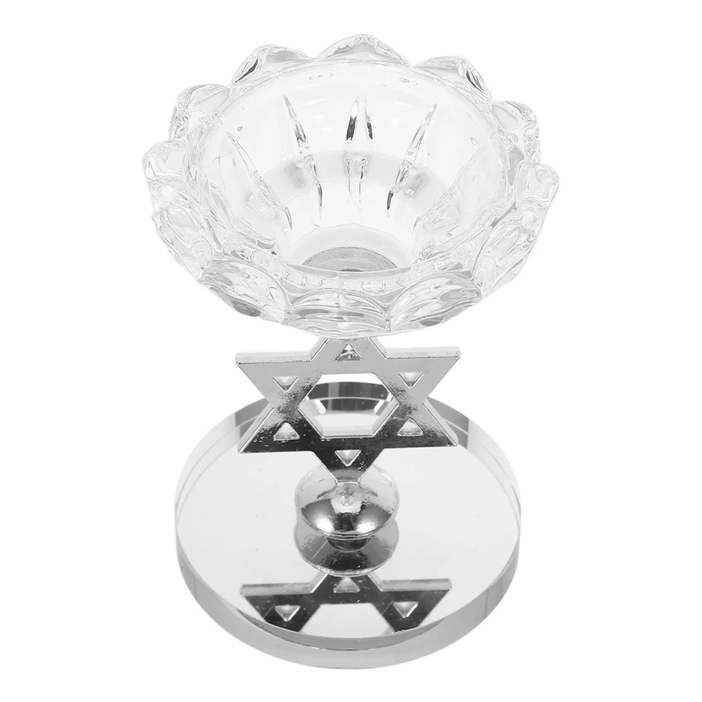 Table Top Decor Candle Holder Ornaments Desktop Candlestick Candlelight Stand Holder Crystal for Stand Desktop Silver Decorative