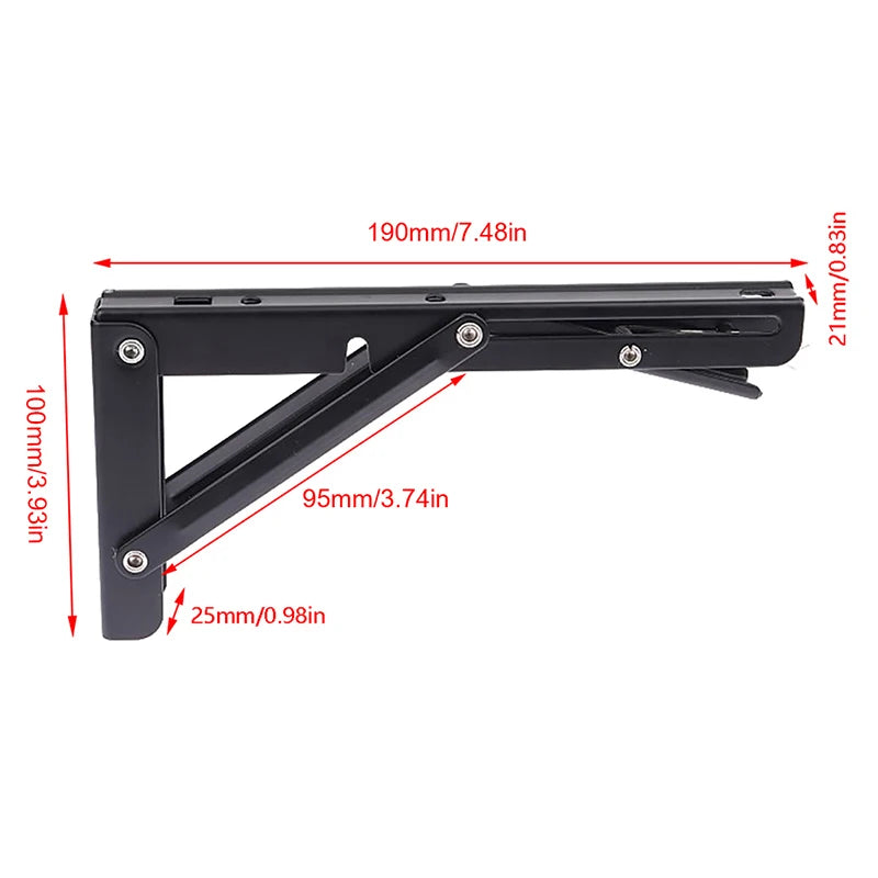 8/10 inches Sturdy Steel Folding Shelf Brackets Wall-Mounted Design for Workbench Table, Table Shelves Angle Bracket Hardware