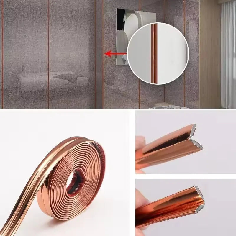 PVC Self-adhesive decorative tape gold background wall inner corner Decor Strip Furniture Table Edge Anti-collision Bumper tape
