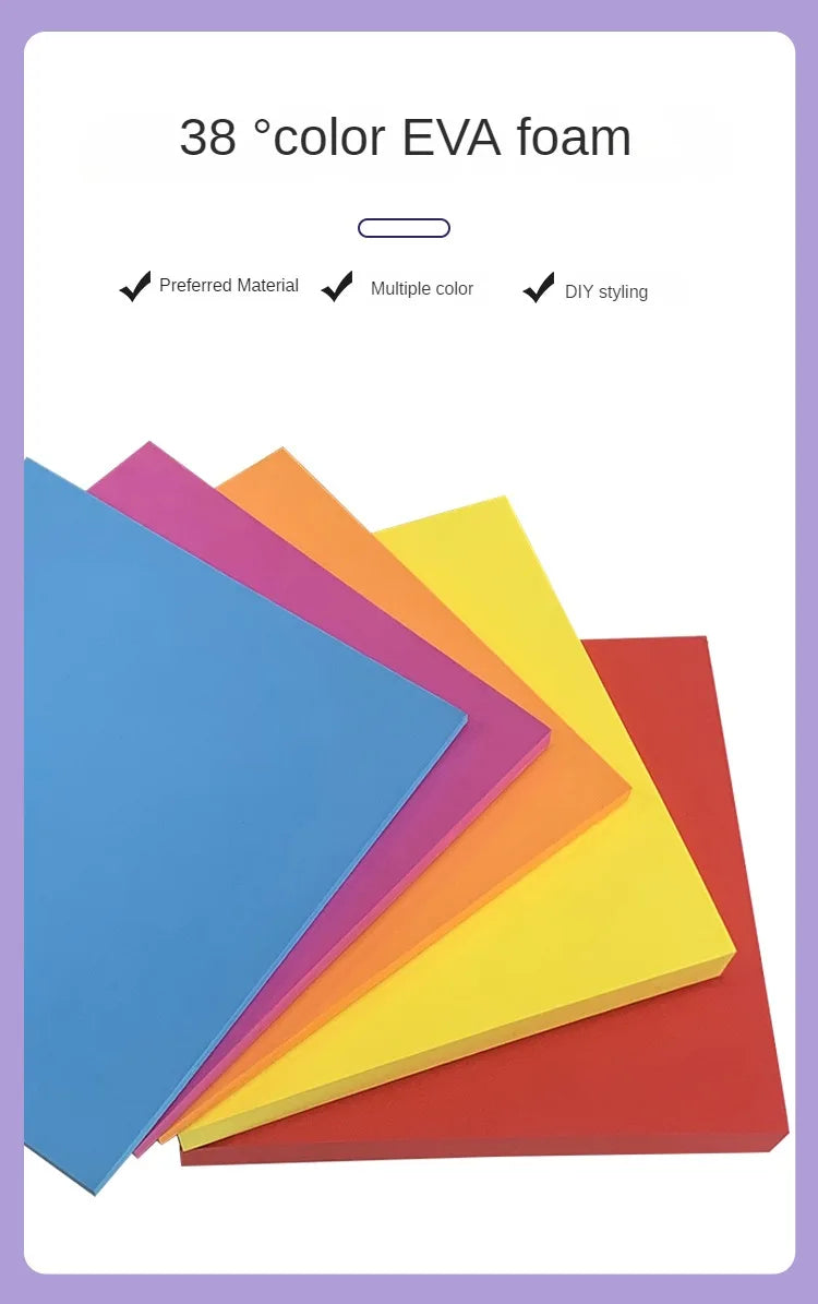 Colorful EVA Foam Board Buffering Shock Absorption Foam Sheet Handmade DIY Cosplay EVA Rubber Sound-absorbing Foam 38 Degrees