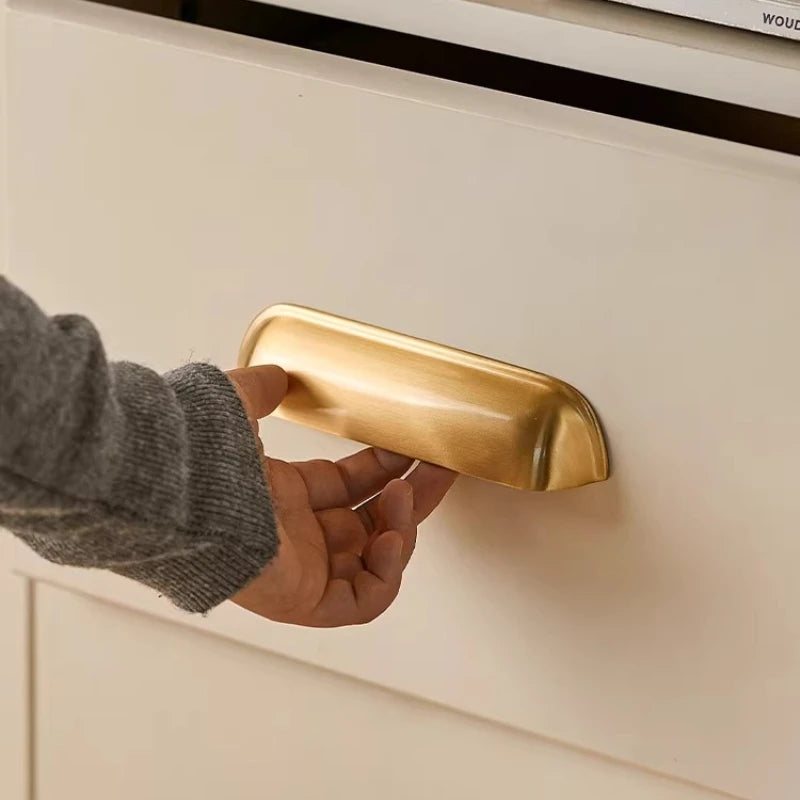 Bedroom Wardrobe Kitchen Drawer Shoe Cabinet Door Handle Gold Shell Shape Brass Handle Furniture Knob Handware Decorative Handle