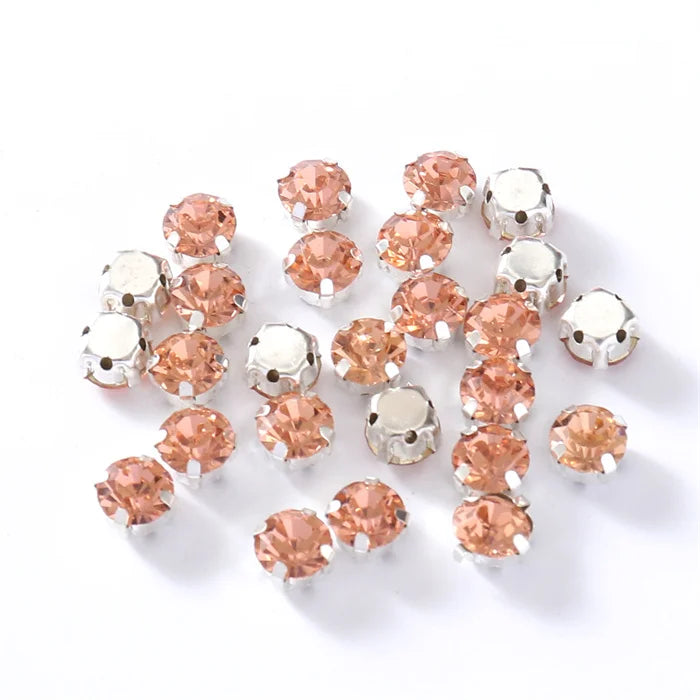 4mm-8mm Glitter Glass Sewing Rhinestones with Sliver Base Round Crystal Strass stones for diamond  Jewellery clothes diy
