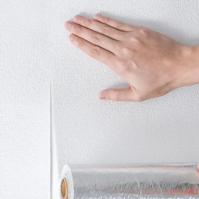 50cm Linen 3D Foam Self-adhesive PVC Solid Color Thickened Waterproof Background Wall Renovation Wallpaper Wall Stickers