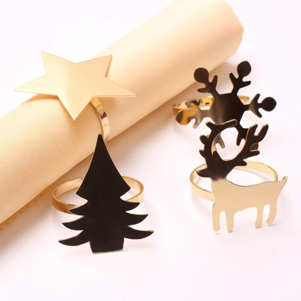 Napkin Rings name Christmas Coconut Table Napkins Holder Wedding metal Red silver Gold Decoration Home 2022 Kitchen Accessories