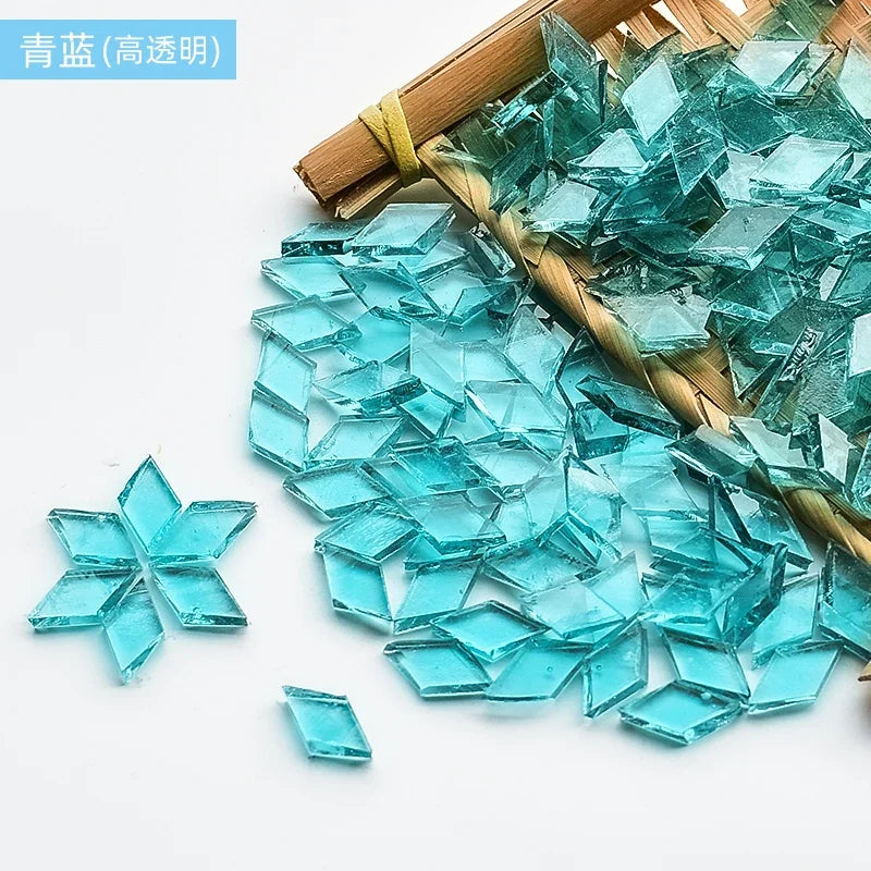 200g Diamond Shape Mosaic Mica Stained Glass Mosaic Tiles Mosaic Making Tiles for Puzzle Art DIY Craft Lamp Table Accessories