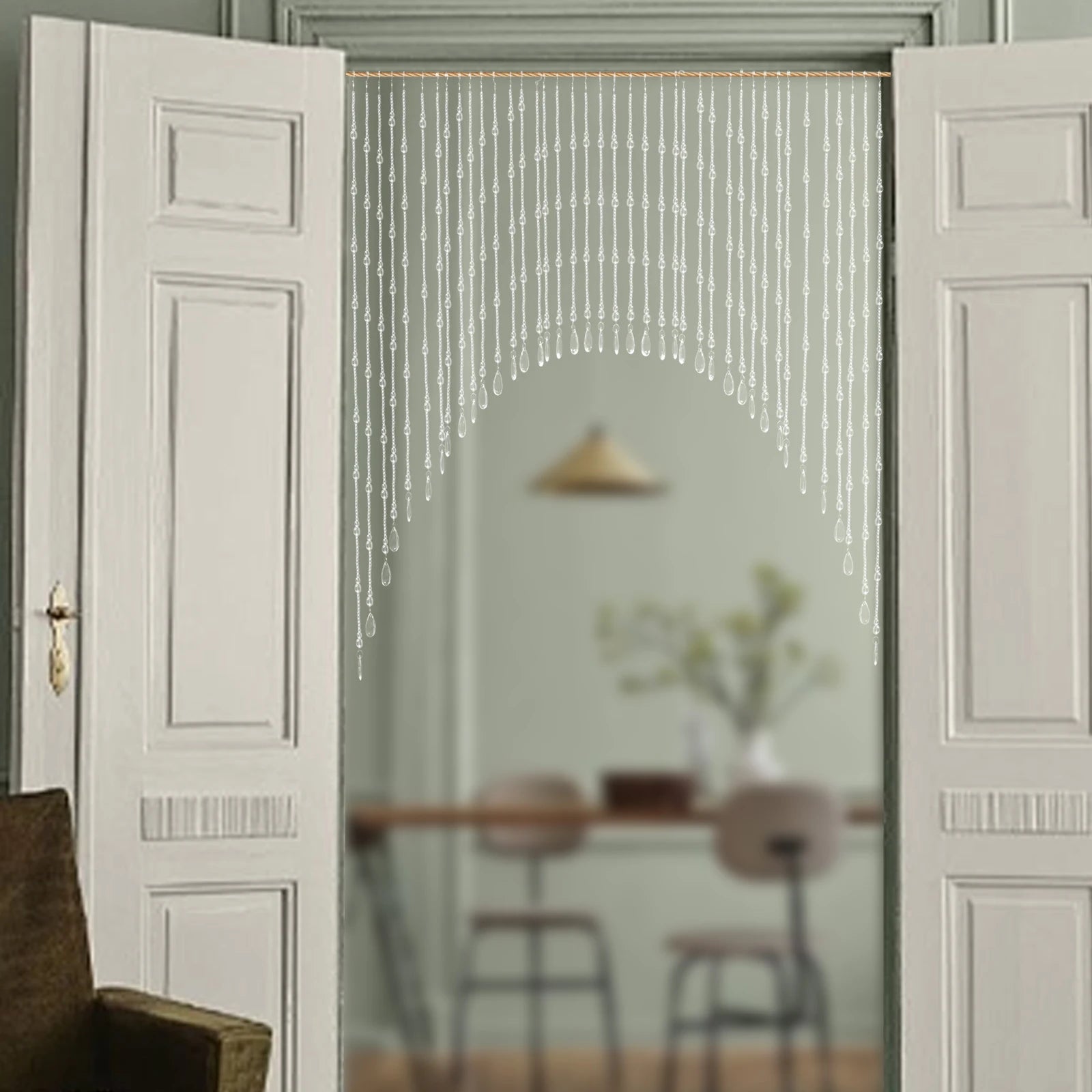 40 Strings Beaded Curtain Arched Crystal Curtain Hanging Door Beads Curtains for Entrances Doorways Bathroom
