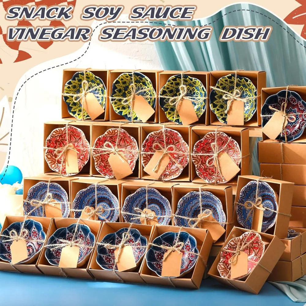 Mexican Wedding Favors for Guests Bulk 3.3 Inches Small Ceramic Bowl Mexican Salsa Bowl Dipping Boho Pottery Dishes for Bridal S