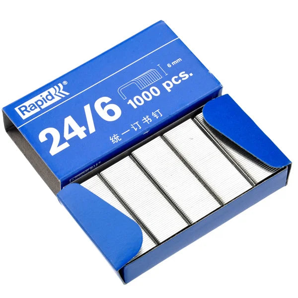 1000 pcs High-quality 24/6 6mm Galvanized Staples Standard Size for Bookbinding Desktop Staplers Office Supplies