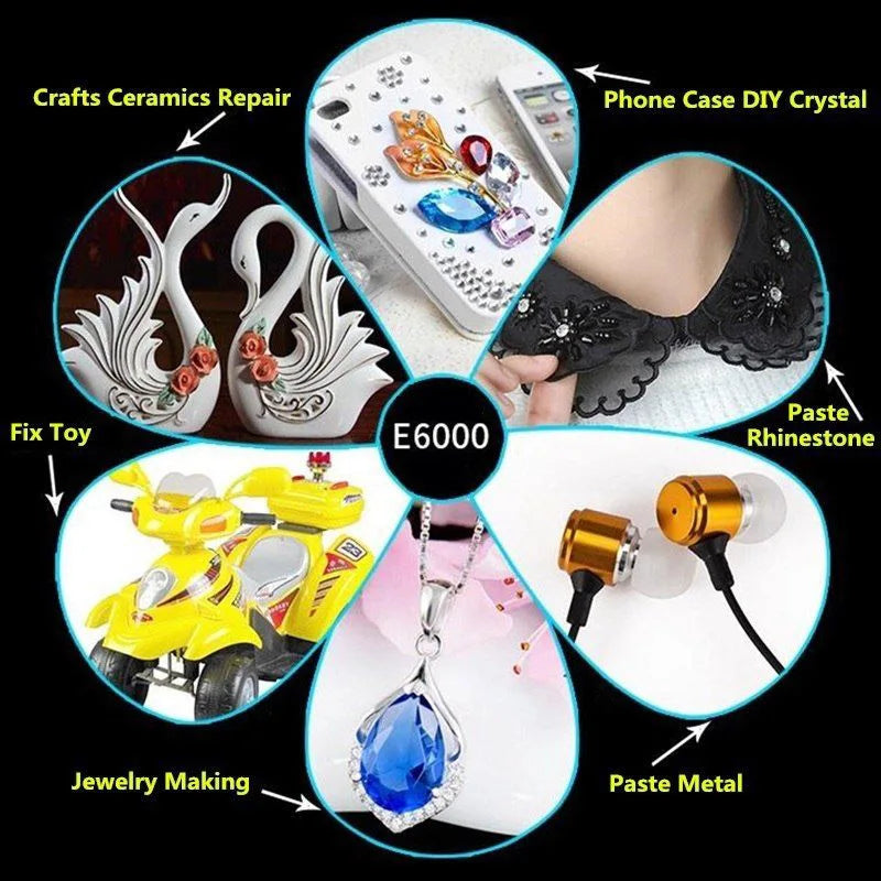 15/25/50/110mL Zhanlida e6000 Transparent Glue Epoxy Adhesive Hotfix for Crystal Rhinestone Glass Jewelry Polymer Clay Toy Wood