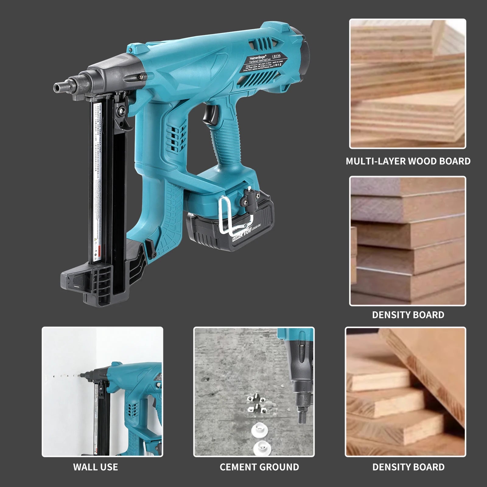 Heimerdinger Brushless Cordless framing concrete nail gun, electric staple gun power tools, No battery