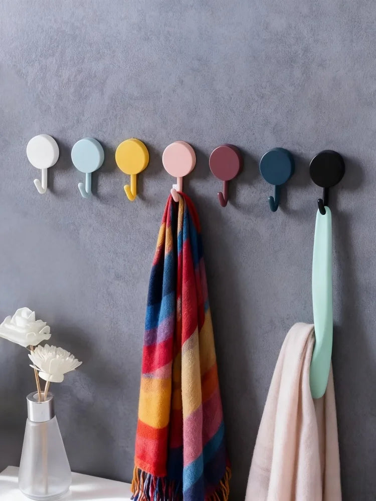 10Pcs Macaron Adhesive Hooks - Colorful Heavy Duty Removable, No Drill Wall Hooks for Kitchen Bathroom Door Hanging Storage