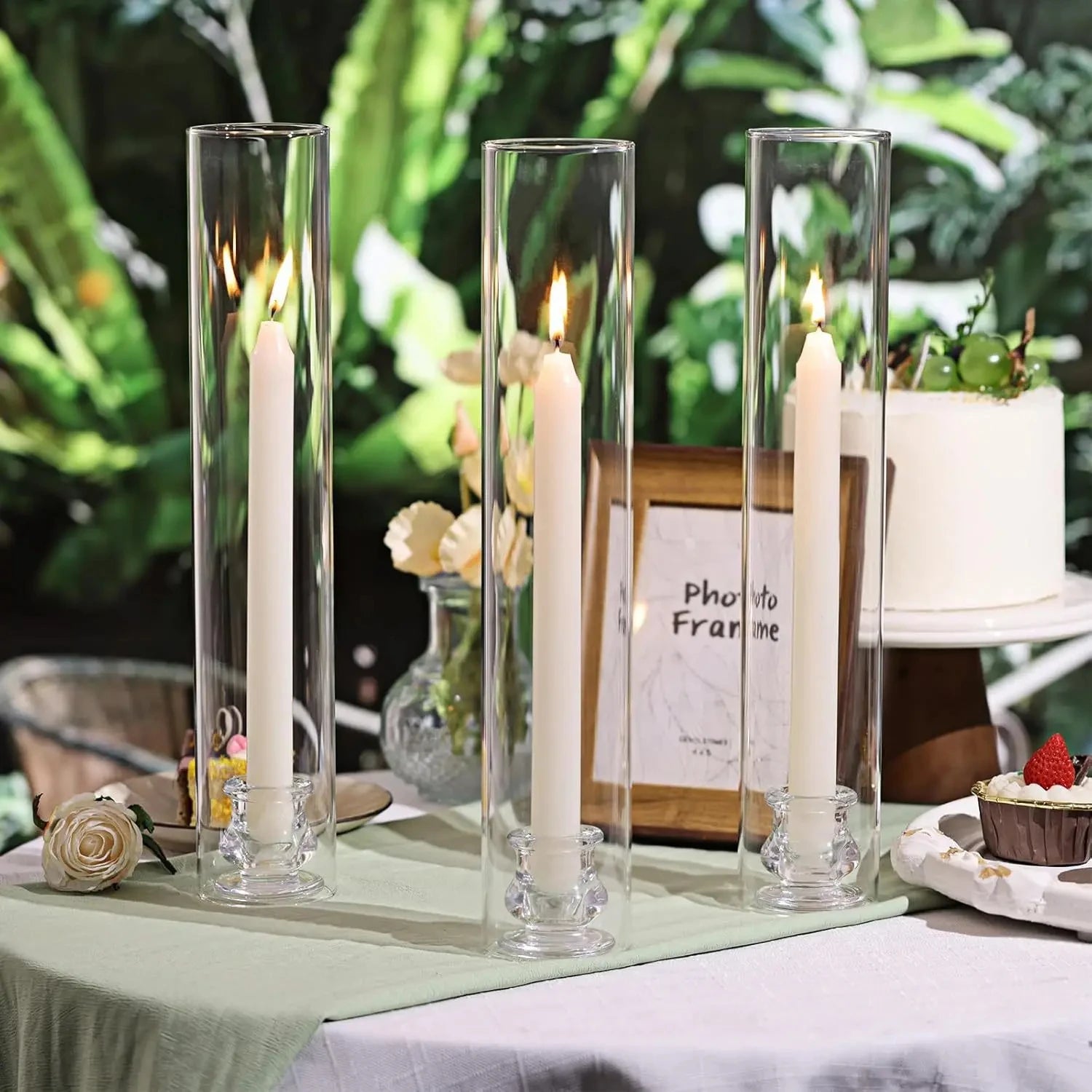 20pcs transparent candle holder, hurricane glass candle holder, used for decorating the center of the dining table, wedd