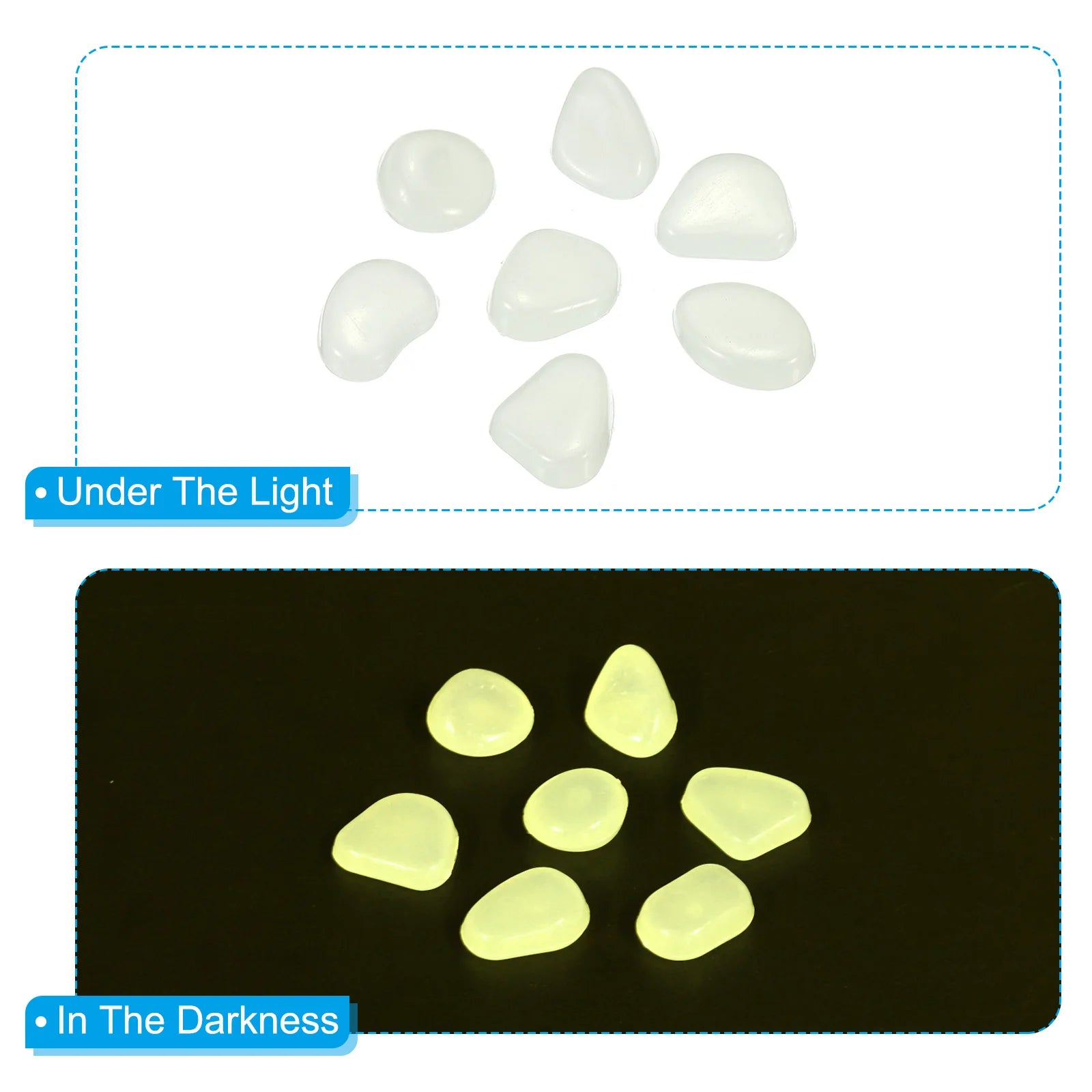 100pcs Glow Rocks 8-11mm Glow Pebbles Decoration in the Dark Luminous Stones Decor DIY Decorative for Garden, Potted Plant