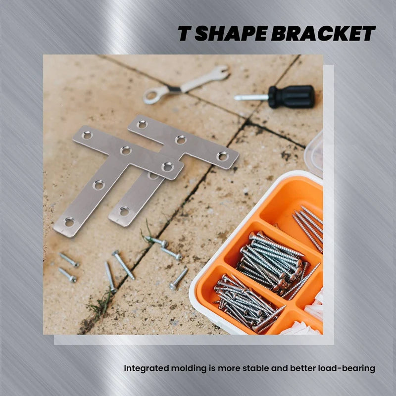 5 Pcs Angle Plate Corner Brace Flat T Shape Repair Bracket 80Mm X 80Mm-AT35