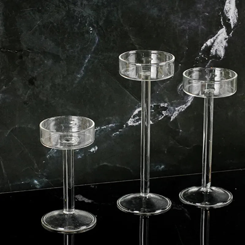 【High Quality Crystal Glass Candle Holder】High-Legged Minimalist Modern Candle Holder Domestic ornaments Create a Romantic Dinne