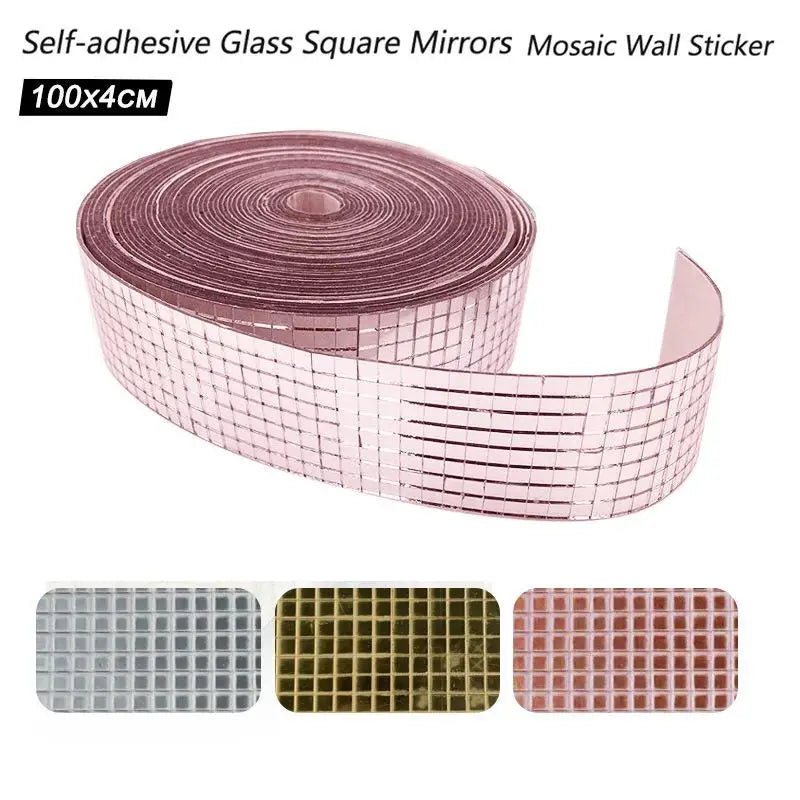 Self-Adhesive Real Glass Craft Mini Square Mirrors Mosaic Tiles Stickers Bathroom DIY Handmade Craft Home Decoration Making Tool