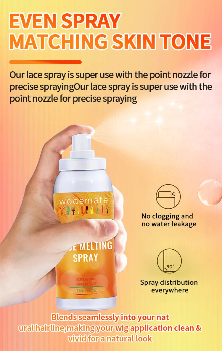 120ML Lace Melting and Holding Spray Glue-Less Hair Adhesive for Wigs, Strong Natural Finishing Hold with Control