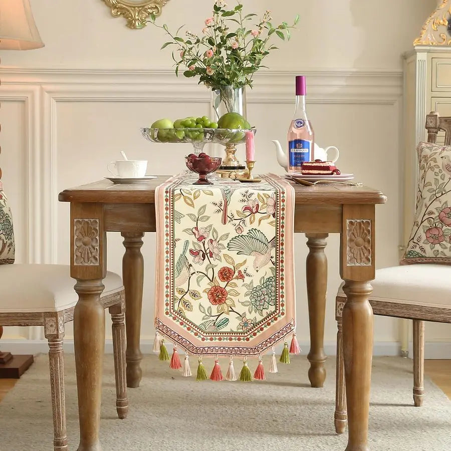 Velvet French Table Runner Farmhouse for Home Kitchen Dining Decor Parties Family Dinners Wedding 1263