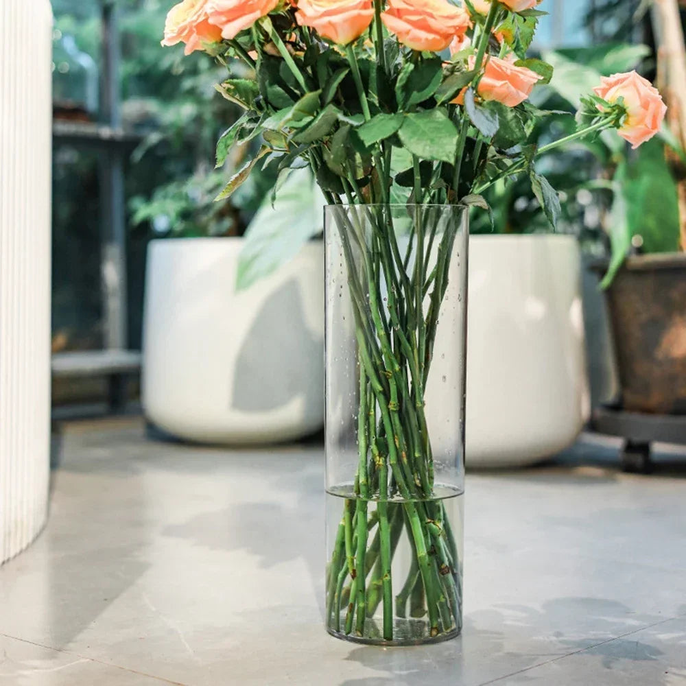 2PCS acrylic cylindrical transparent vase, home decoration, suitable for desks, offices, wedding center decoration
