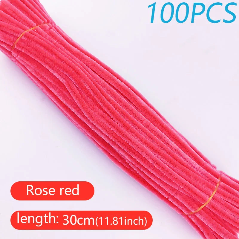 100PCS Colorful Twisted Rod DIY Handcraft Bar Wire Imaginative Wool Root Fluffy Bar Iron Wire Sticks Art Kids Educational Toys