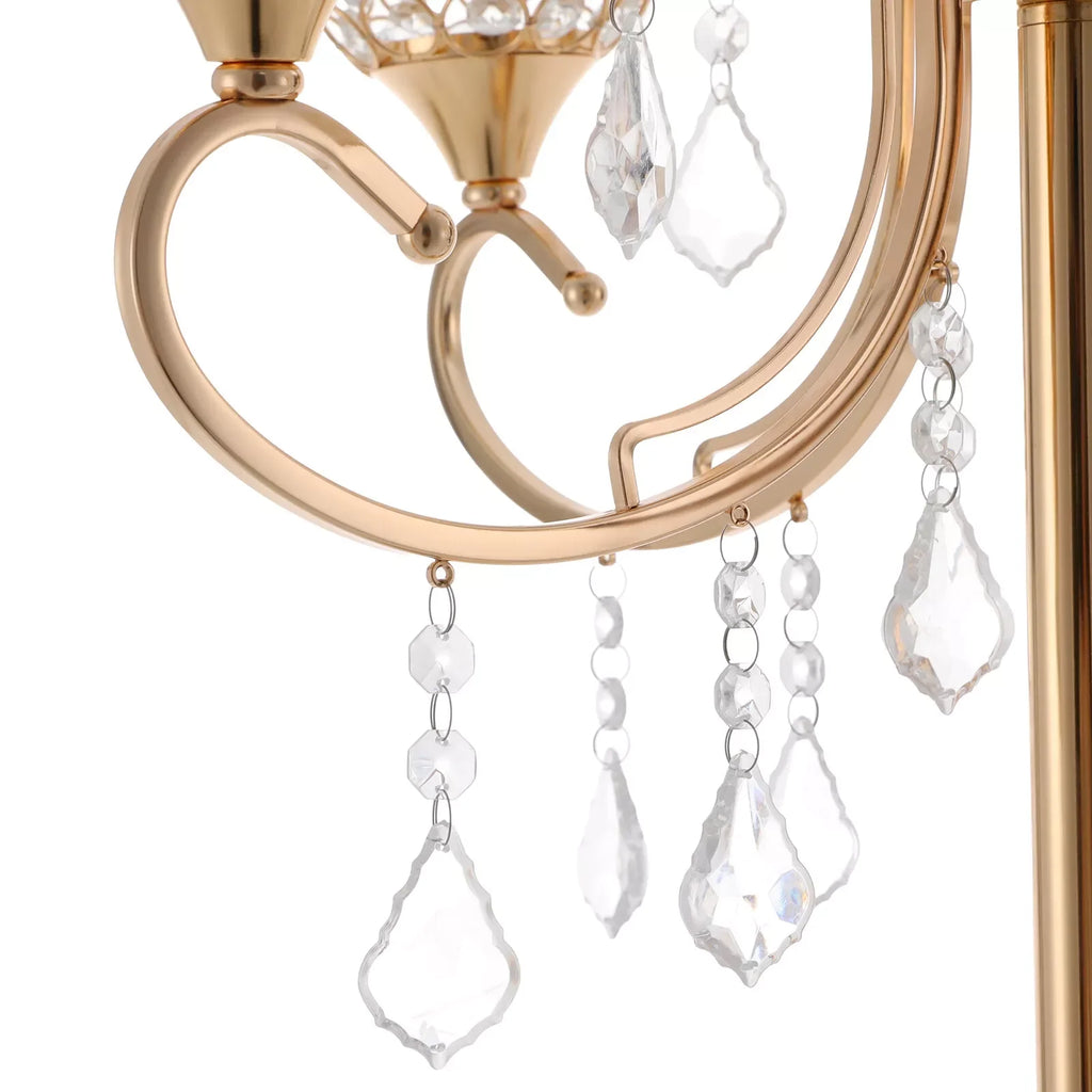 2PCS 5 Arms Crystal Candelabra Candle Holder Golden Table Centerpieces Wedding Decoration