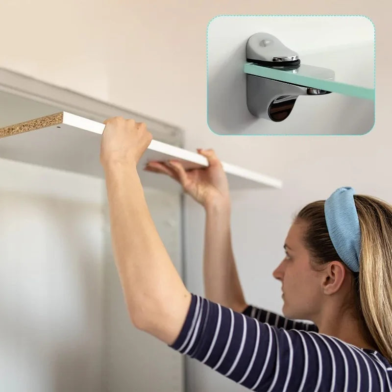 Zinc Alloy Glass Shelf Bracket Wall Mounted Bathroom Support Shelf Brackets Holder Adjustable Wooden Bookshelf Glass Clamps