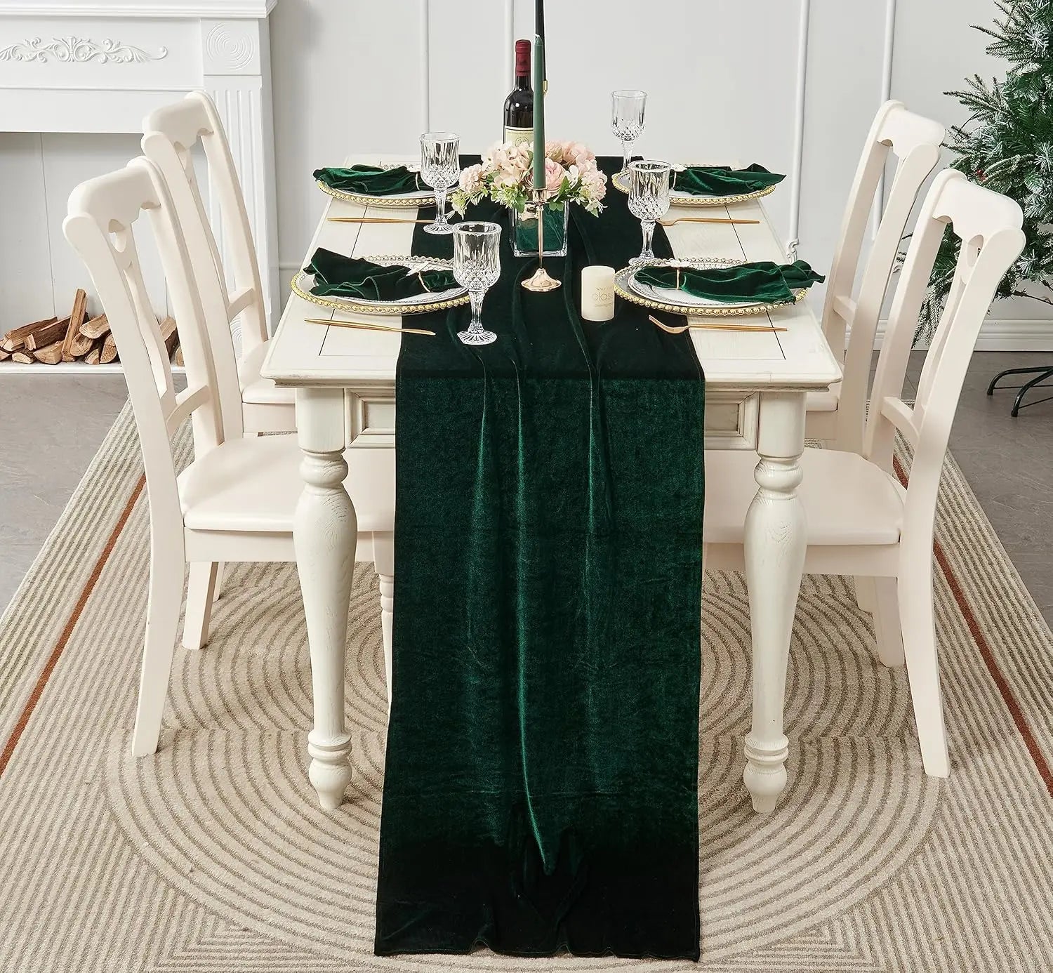 8Pcs-29x120 Inches Emerald Green Velvet Table Runner ,Soft Luxurious Fall Table Runners 10ft Long,for Wedding Bridal Shower Than
