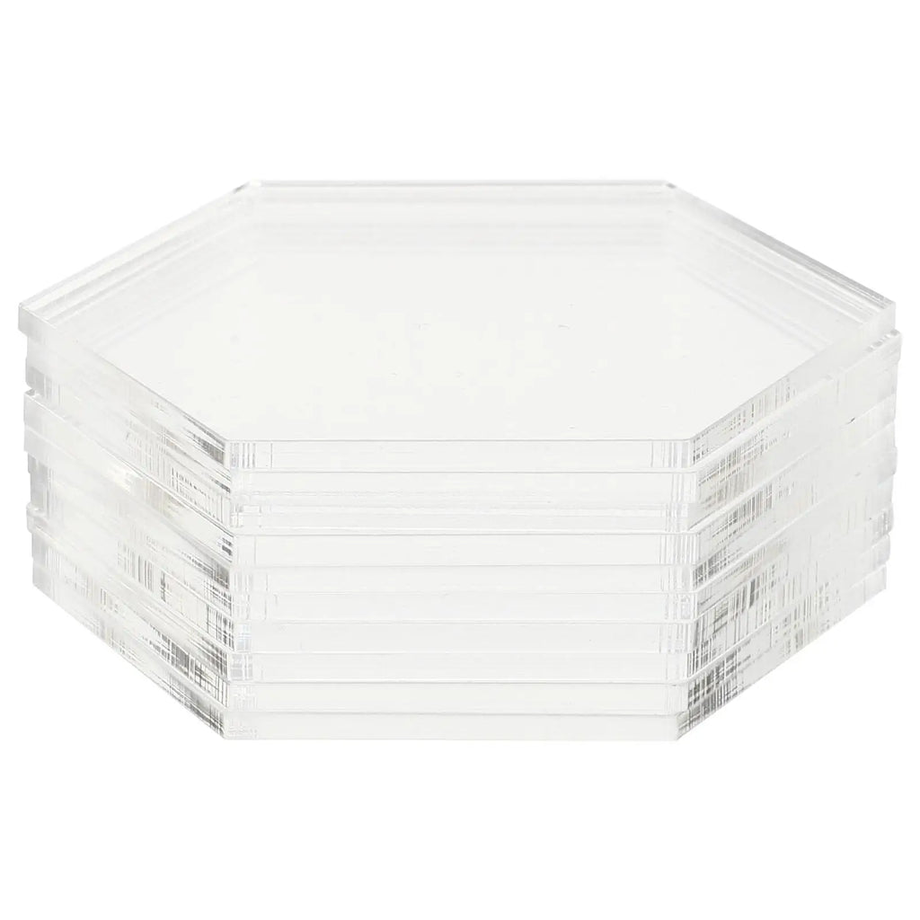10 pcs Hexagon Clear Acrylic Plate Transparent Board Diy Craft Supplies Decorative Panel Non Breakable Easy Clean Cake