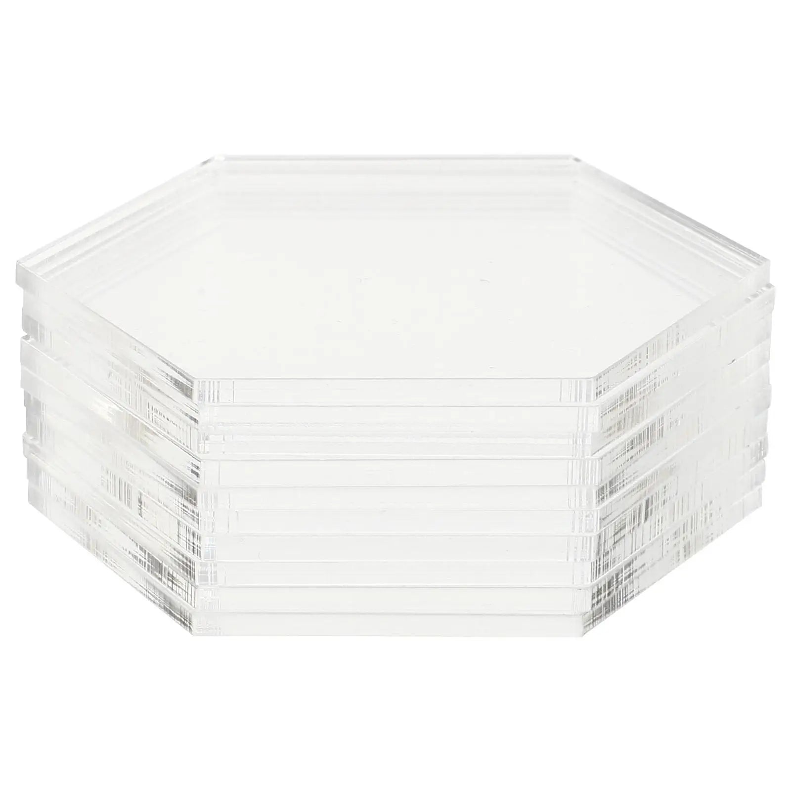 10 pcs Hexagon Clear Acrylic Plate Transparent Board Diy Craft Supplies Decorative Panel Non Breakable Easy Clean Cake