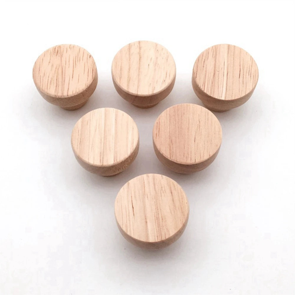 4pcs Wood Round Pull Knobs Natural Wooden Cabinet Drawer Wardrobe Knobs For Cabinet Drawer Handle Furniture Hardware