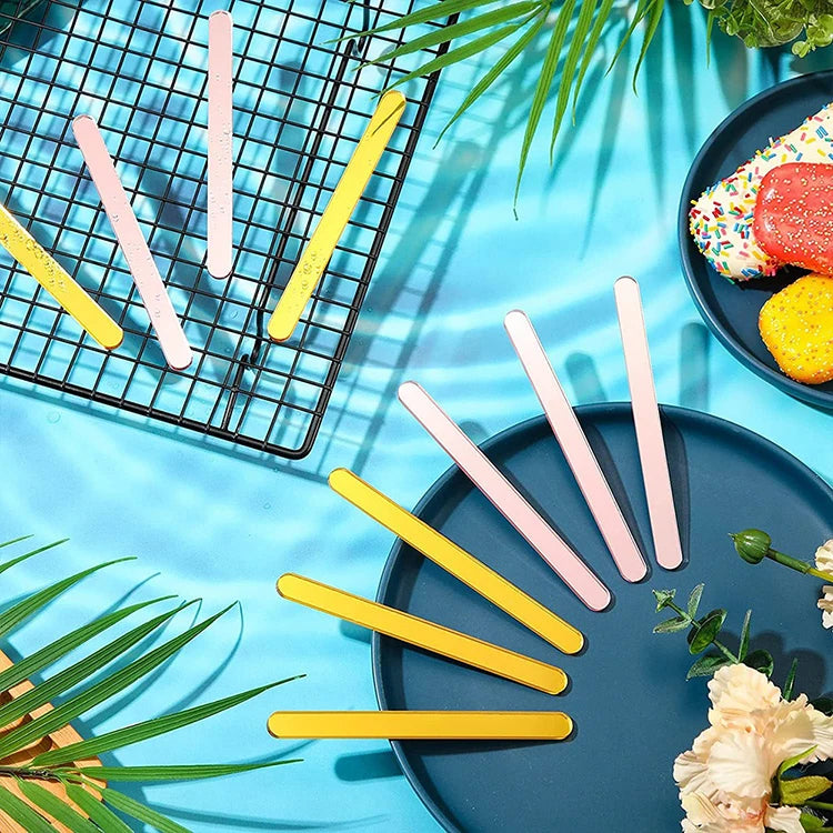 20Pcs Reusable Ice Cream Sticks Acrylic Popsicle Stick Clear Acrylic Ice Cream Sticks DIY Crafts BJL004