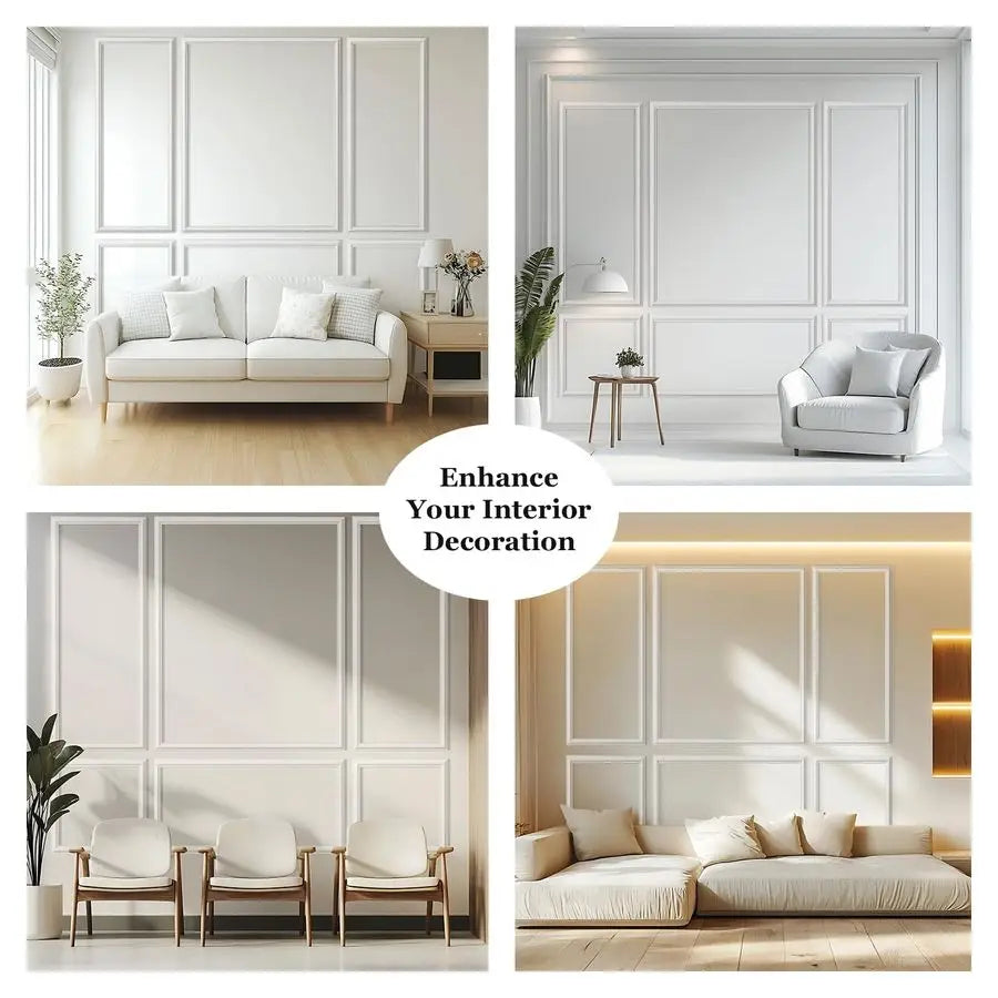 Set Peel and Stick Wall Molding Kit,Premade Self Adhesive Wainscoting Panels,Ready to Assemble Accent Molding Trim for Interior