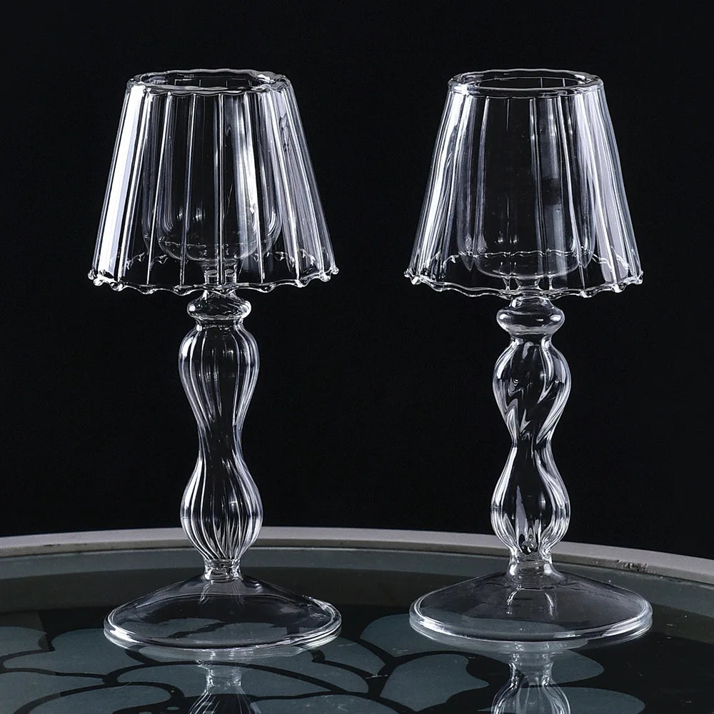 Clear Candle Holder Glass  Candle Holder for Home Decor Table Centerpiece Wedding Party Christmas Valentine Day