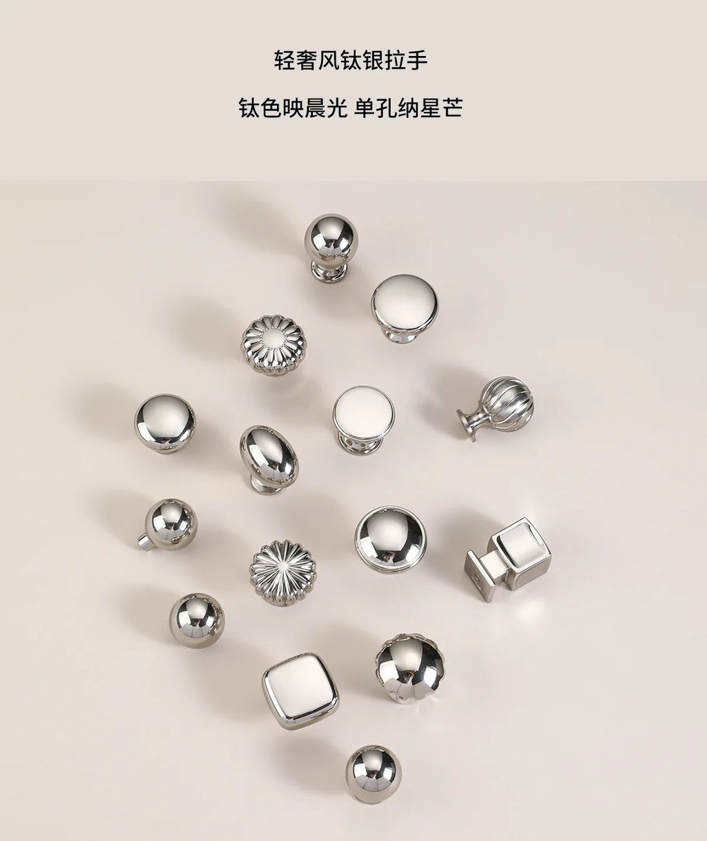 Silver cabinet door handle creative wardrobe/cabinet/drawer knobs modern minimalist single-hole door pull furniture hardware