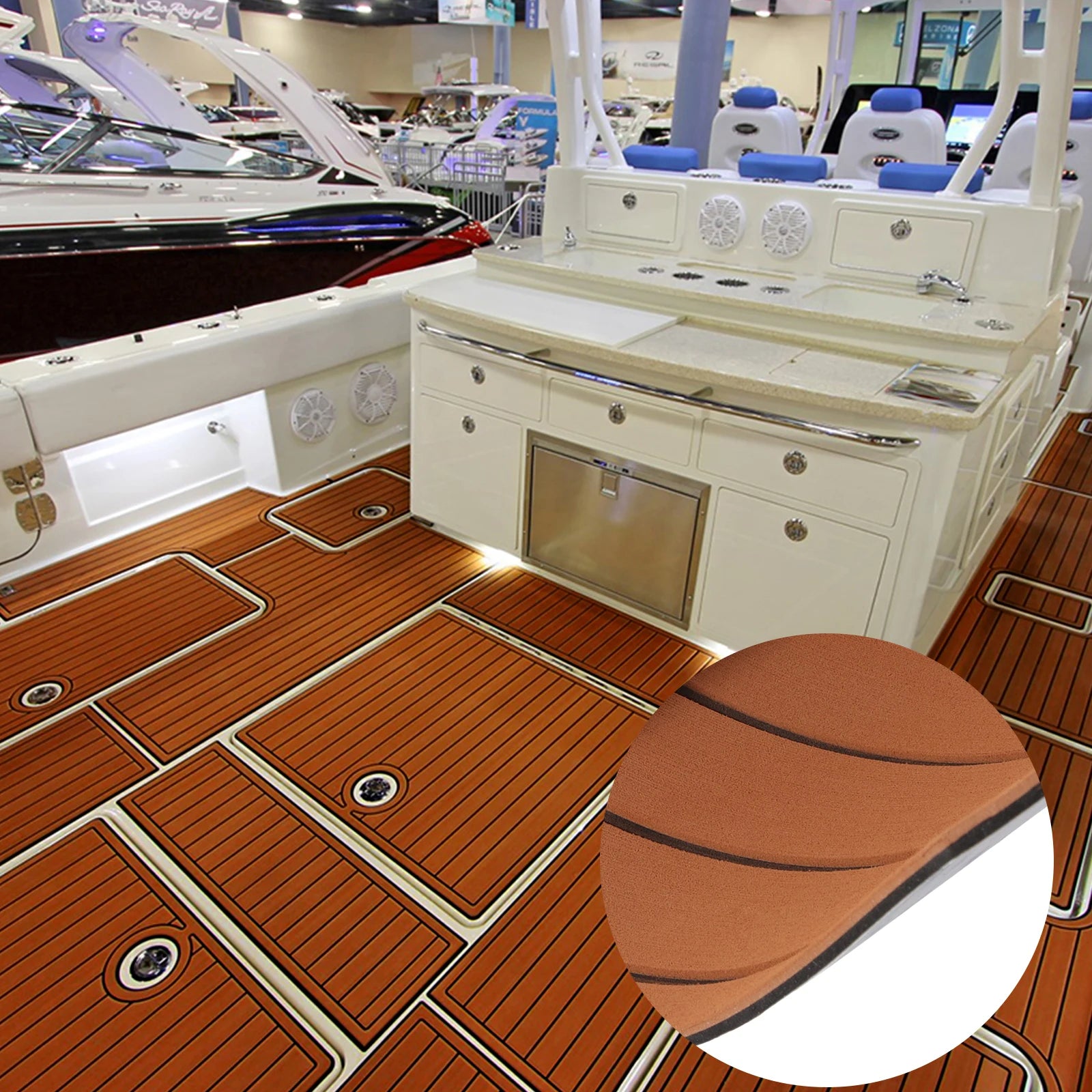 94.5"x 35.4" EVA Anti-slip Mat Foam Boat Decking Sheet Anti-Slip Self-Adhesive Deck Boat Flooring Mat Cuttable