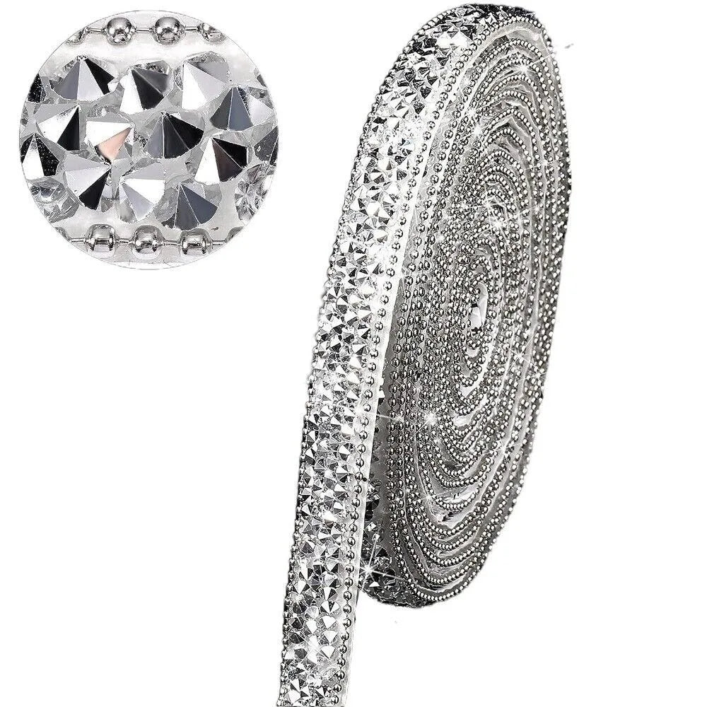 New Self Adhesive Crystal Rhinestone Sticker Bling Crystal 1cm Width Rhinestone Ribbon DIY Sticker Crystal Roll Glitter