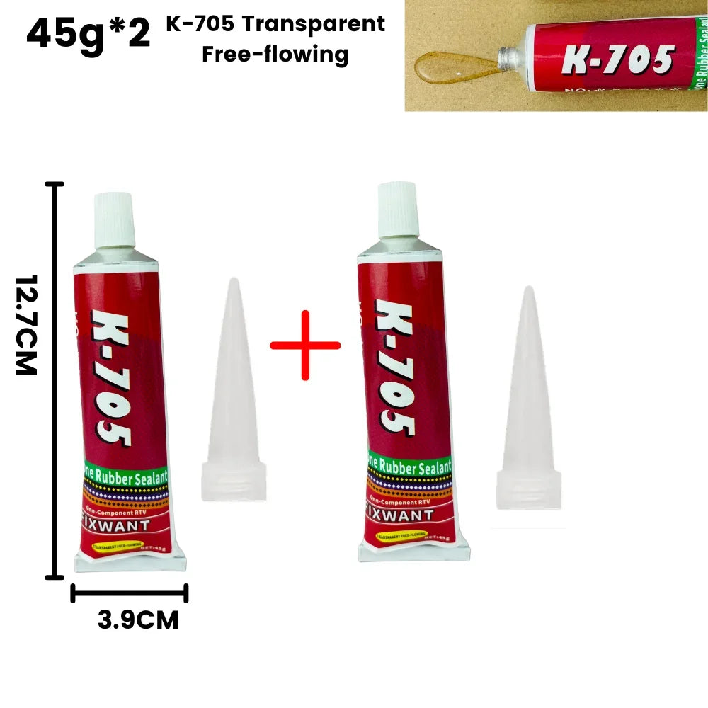 K-703 704 705 706 One-Component RTV Silicone Rubber Sealant Black White Transparent Electronic Component Sealing Glue 45g