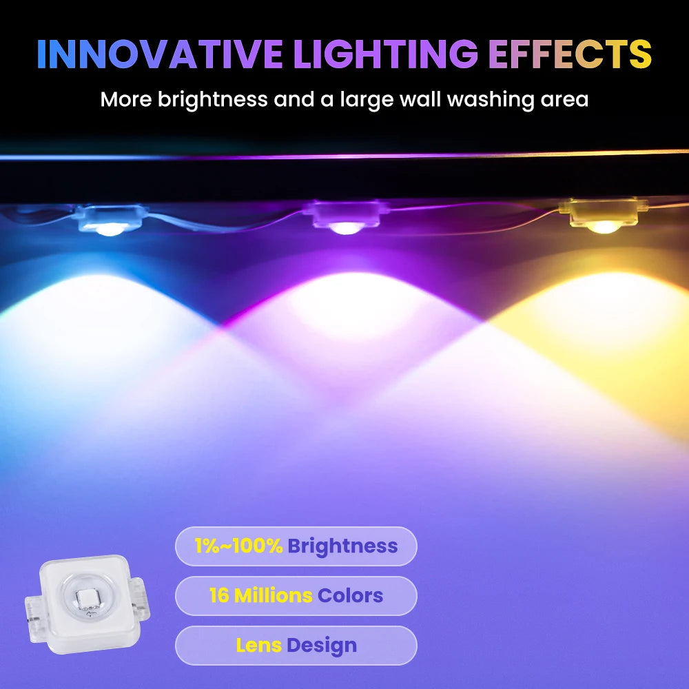 100ft/150ft Smart RGBIC Permanent Outdoor Lights for House, Waterproof Eaves Lighting with 72 Scene Modes for Christmas Party