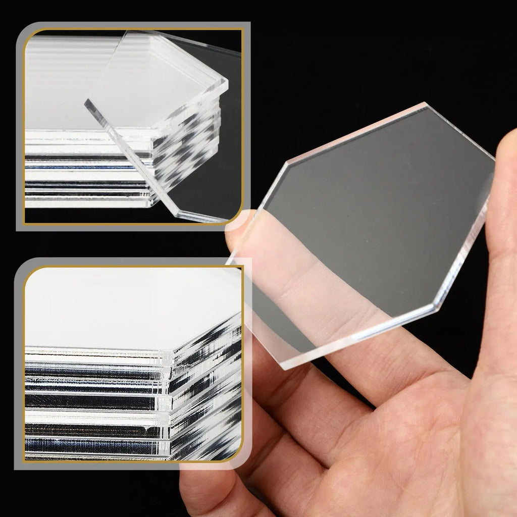 10 pcs Hexagon Clear Acrylic Plate Transparent Board Diy Craft Supplies Decorative Panel Non Breakable Easy Clean Cake