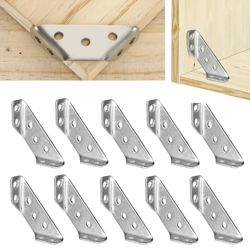 Stainless Steel Corner Brackets with Screws 90° Right Angle for Wood Furniture Shelves Cabinets Corner Connector 1-30PCS
