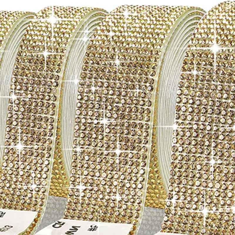 4/8 Row 1Yard Self Adhesive Crystal Rhinestone Sticker Diamond Color Ribbon Strip For DIY Phone Clothes Arts Crafts Decor