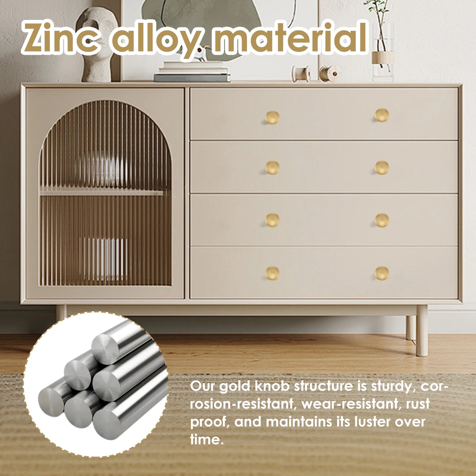 25Pcs Drawer Knob Set Zinc Alloy Cabinet Handles Rustproof Gold Dresser Knobs Decorative Drawer Pull Handle Furniture Hardware