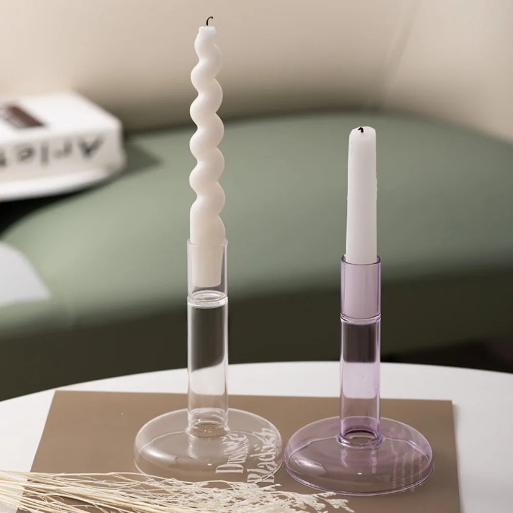 Creative Transparent Glass Vertical Candle Holder Home Bedroom Wedding Holiday Romantic Dining Table Decoration Ornament