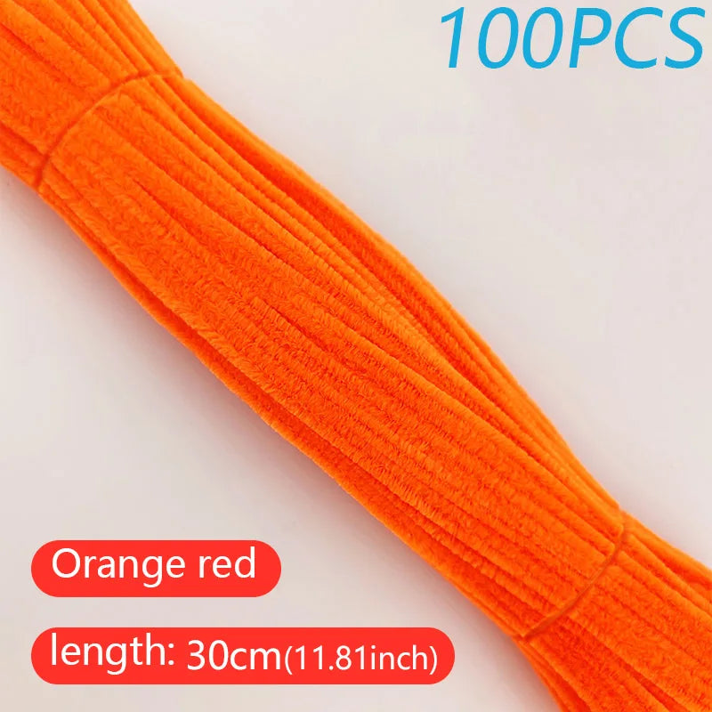 100PCS Colorful Twisted Rod DIY Handcraft Bar Wire Imaginative Wool Root Fluffy Bar Iron Wire Sticks Art Kids Educational Toys