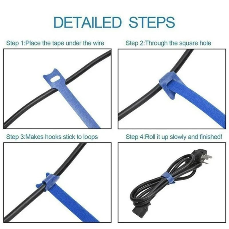10/30/50pcs Multi-Purpose Fastener Cable Straps Tape Cable Ties Reusable Hook Loop Strips Wire Ties Cables Organizer Cord \][o