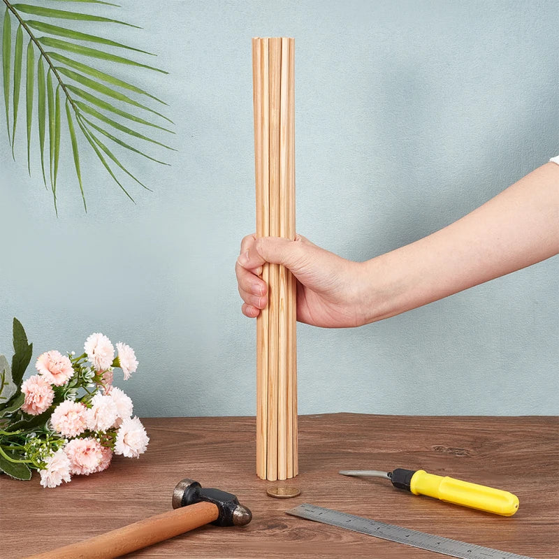 30Pcs Half Round Wood Sticks 13.8x0.3 inch Unfinished Wooden Dowels Strips 3.5mm Thick Wooden Round Dowel Rods Natural Wood