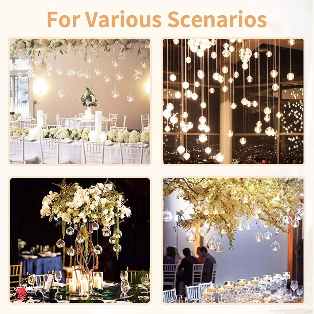 24 Pcs Hanging Glass Tealight Holders, Plant Terrariums, Home Decor for Indoor Outdoor Garden