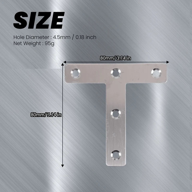 5 Pcs Angle Plate Corner Brace Flat T Shape Repair Bracket 80Mm X 80Mm-AT35